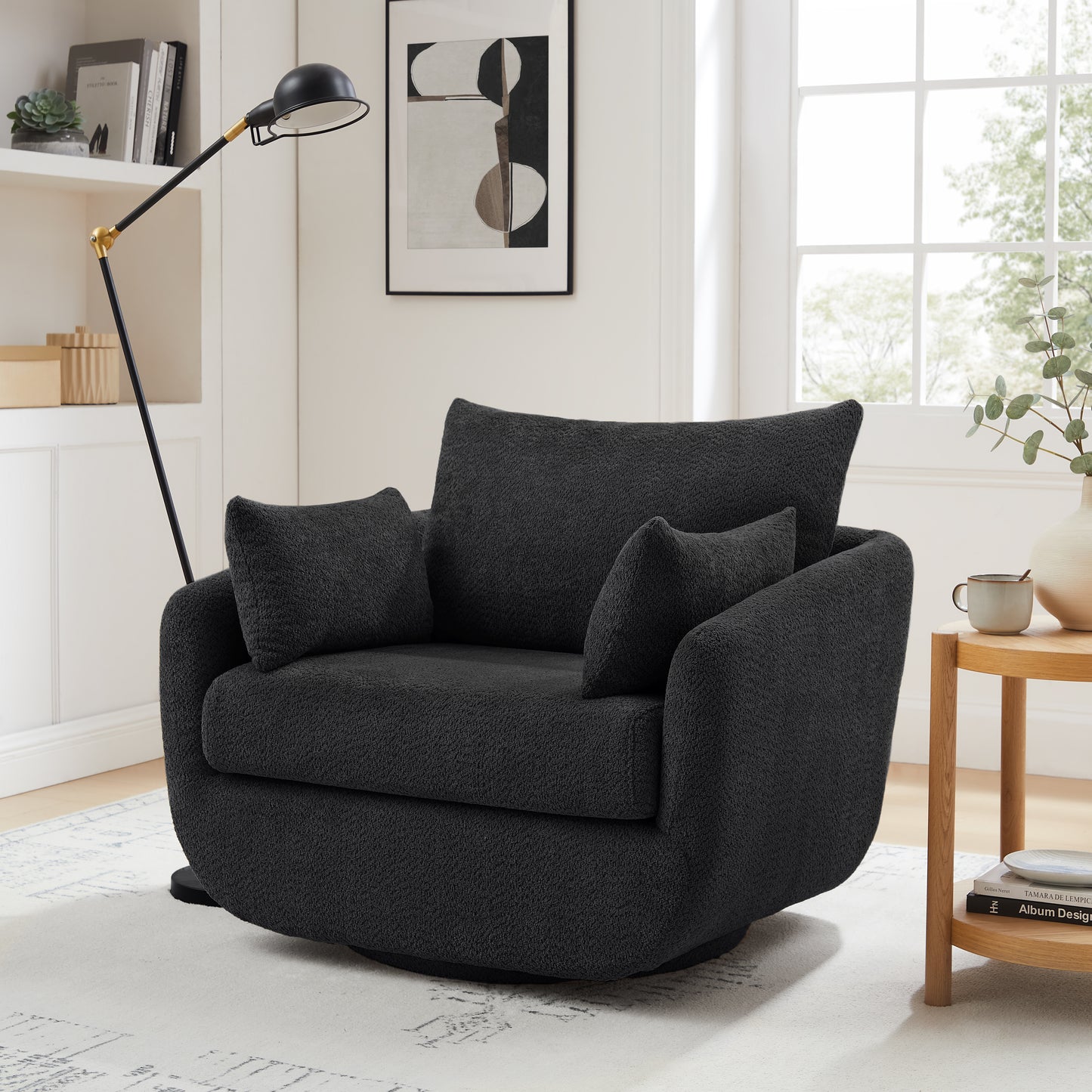 39.3” W Rayel Upholstered Swivel Armchair for Living room