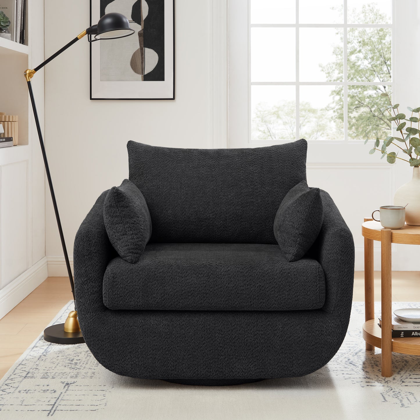 39.3” W Rayel Upholstered Swivel Armchair for Living room